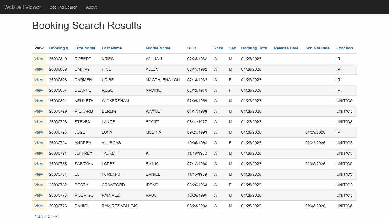 BookingSearchDetail - Web Jail Viewer